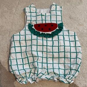 Vintage Becki by The Bailey boys Romper with watermelon Appliqué